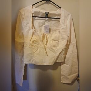Wild Fable Cream Long Sleeve Blouse